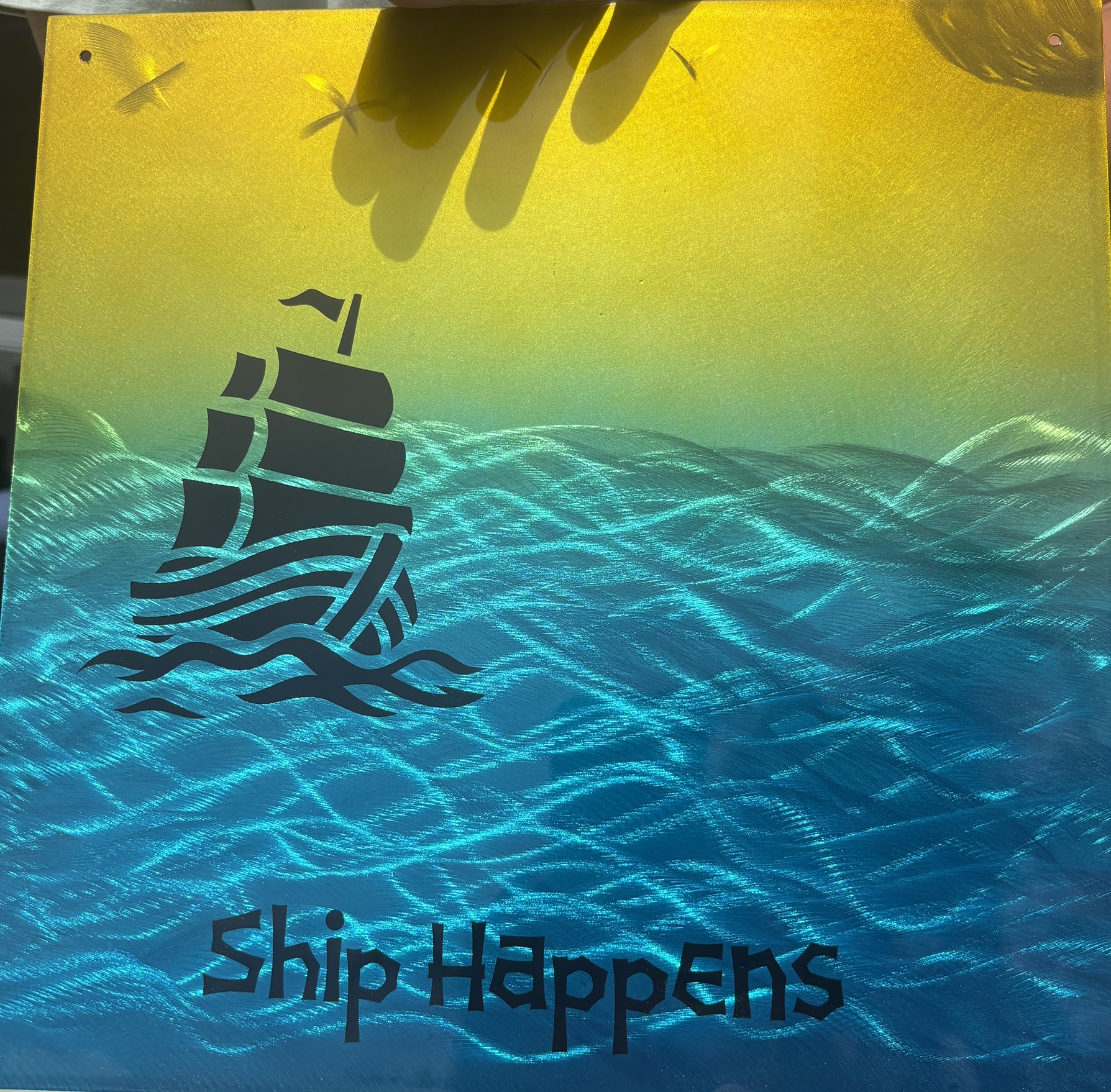 Ship Happens metal wall art by Wheelie Slow Customs